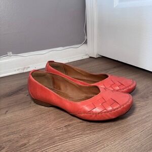 Clarks Artisan Coral Leather Woven Toe Flats Shoes Womens 8M 15731 Bohemian Art